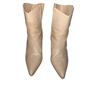 Take Me Downtown Nude Crocodile Booties Women’s 8